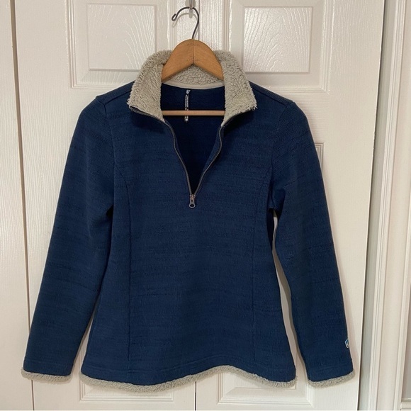 Kuhl Women’s Alska 1/4 Zip Fleece Sweatshirt Sweater Medium Blue Hiking Camping - Picture 4 of 10